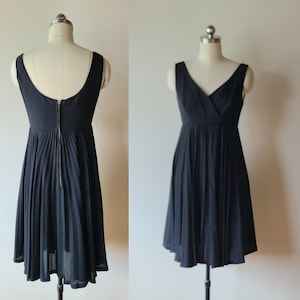 60&#39;s mini cocktail dress/ Miss Garfinckel empire waist sheer black pleated dress/ cocktail dress / mod LBD  by Julis Garfinckel & Co size XS