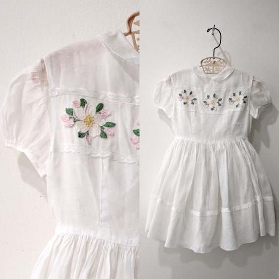 50s organdy Pinafore dress/white sheer dress with