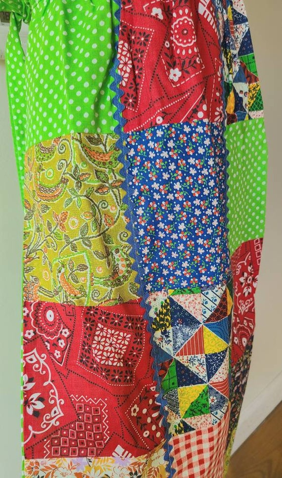 70's apron / patchwork pinafore maxi apron / full… - image 4