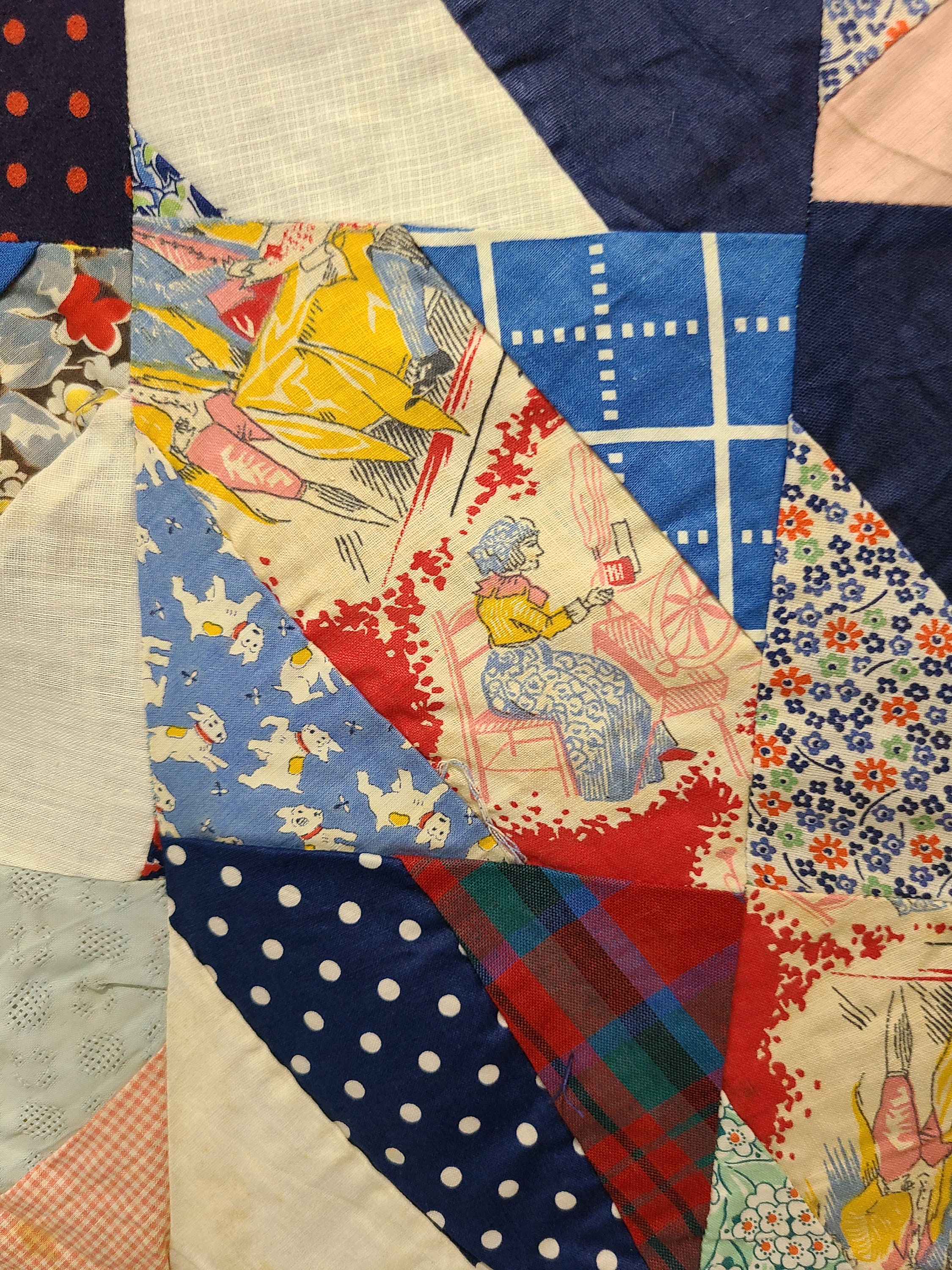 1940s Feed Sack Quilt Top / Flour Sack Quilt / Small Print