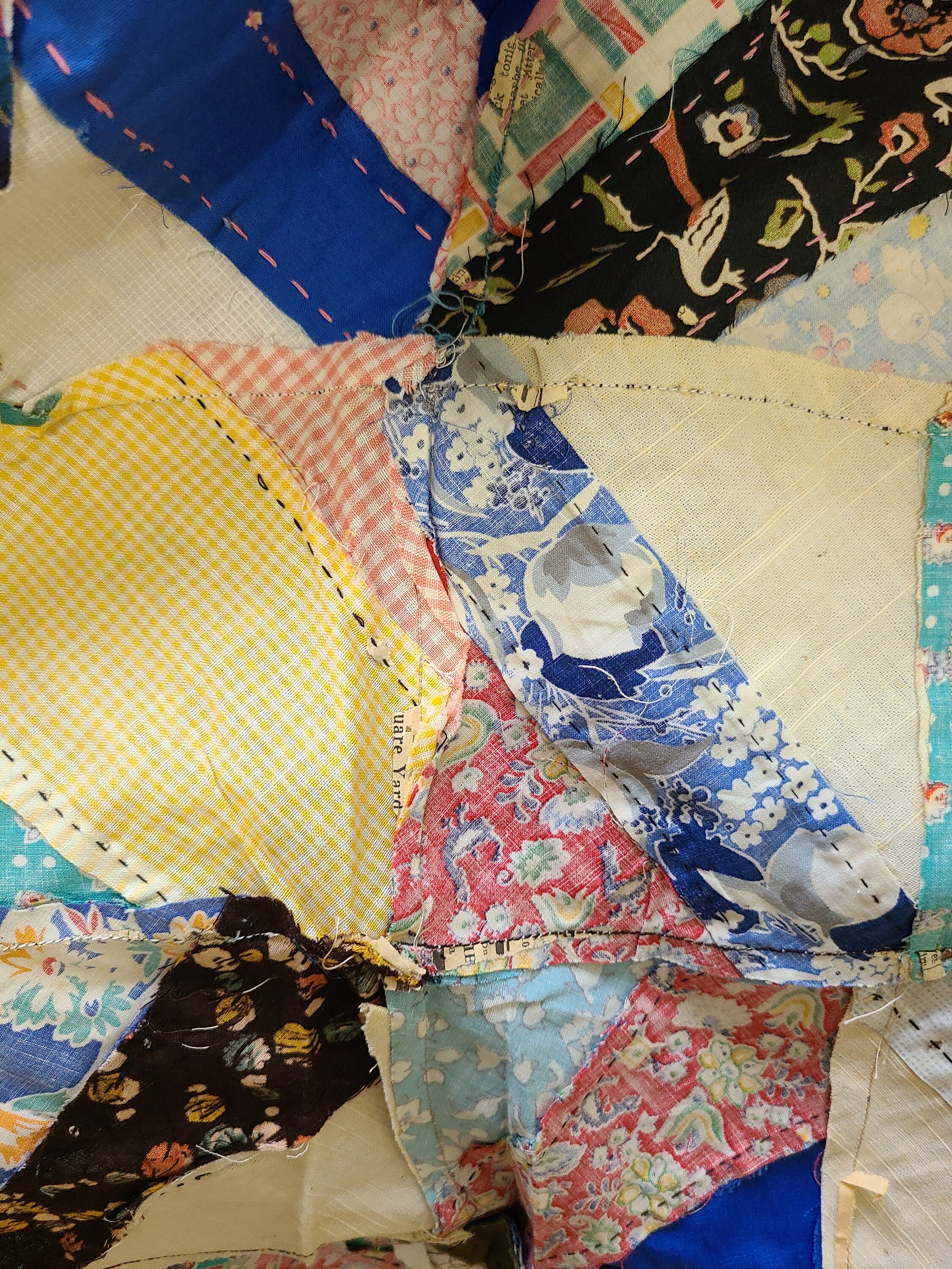 1940s Feed Sack Quilt Top / Flour Sack Quilt / Small Print
