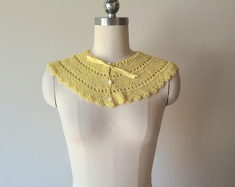 Vintage handmade yellow crochet collar