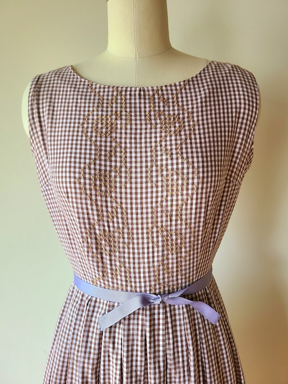 60's Dress / fit and flare day dress / brown and … - image 3