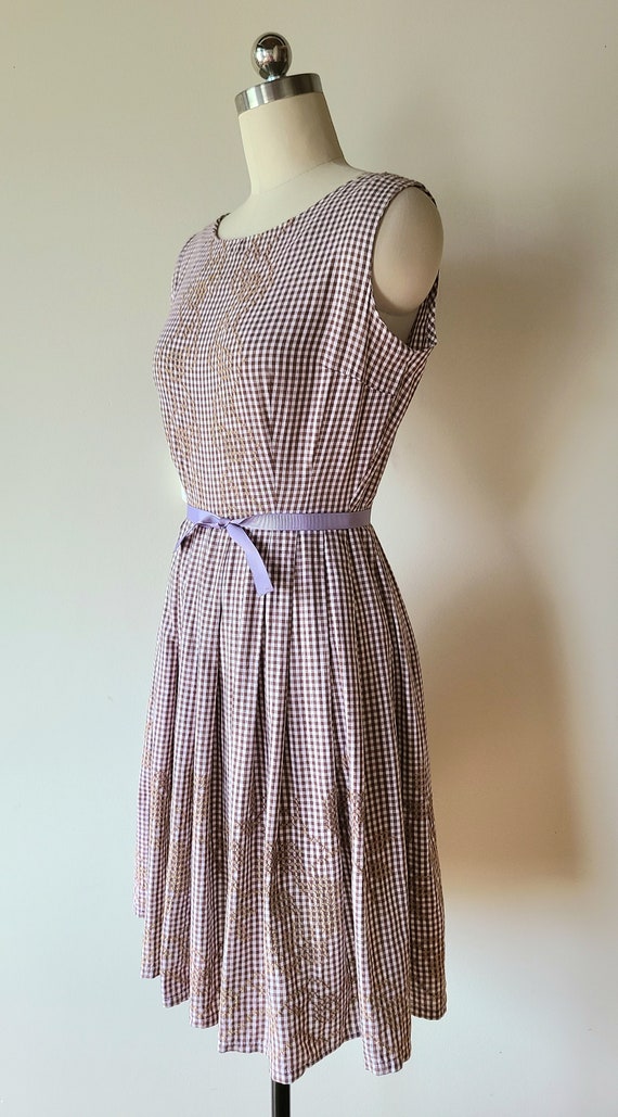 60's Dress / fit and flare day dress / brown and … - image 4