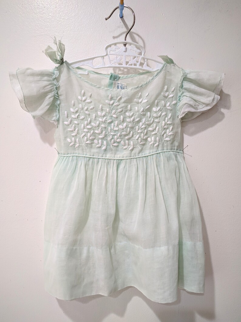 50's organdy dress / pale mint green sheer toddler Etsy