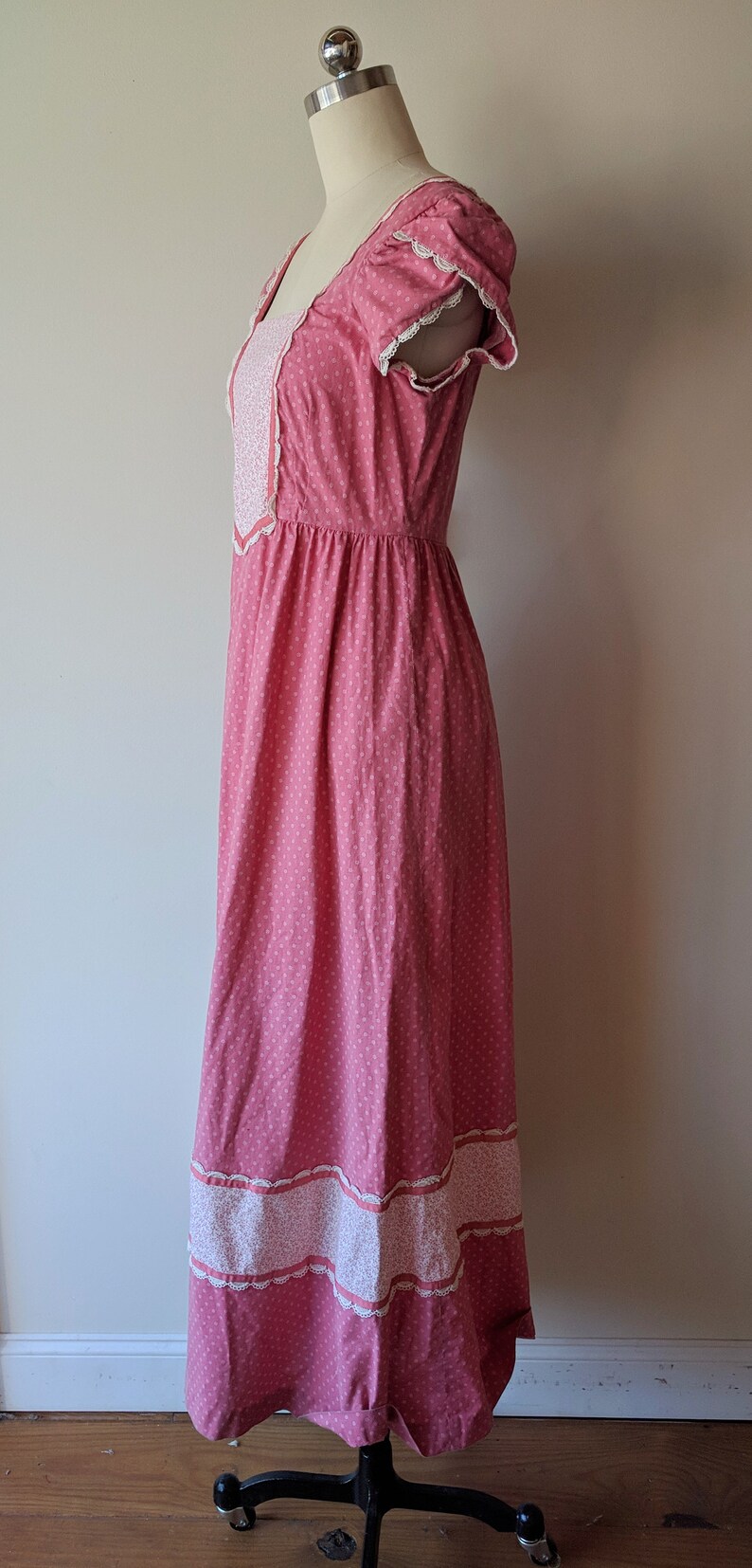 70s Praire Dress / Hippie Maxi Peasant Dress/ Hawaiian Peasant Etsy