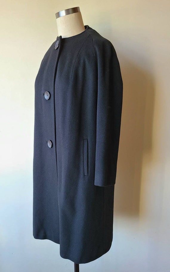 50s-60s cashmere coat / black cashmere full coat … - image 5