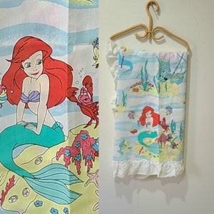 90s Disney Little Mermaid curtains / Ariel curtains / 2 panels ruffled cafe curtains / kids room decor /
