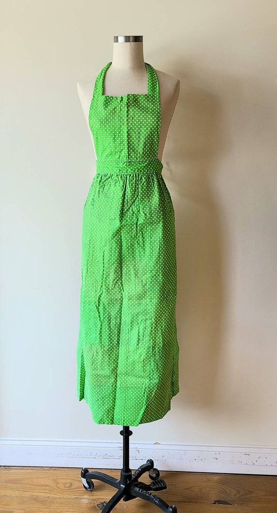 70's apron / patchwork pinafore maxi apron / full… - image 9