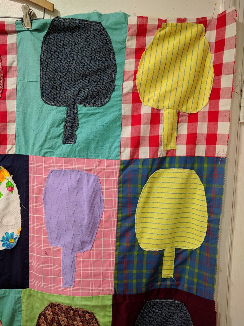 60/'s-70/'s Phsychedelic Quilt color block quilt top op art fiber wall art