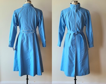 Vintage 70s-80s NWT blue Windsor Bay Trench Coat – Belted Raincoat Size large