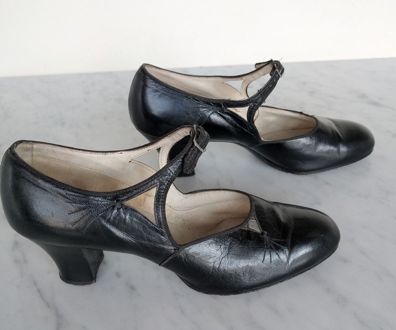 20s shoes/ art deco / Mary Janes/ black 1920s pumps / flapper | Etsy
