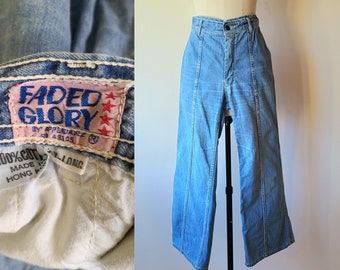 70s Faded Glory light wash bell bottom jeans size 32 waist extra long