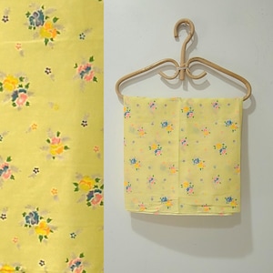 vintage yellow flocked floral small print fabric 2/3 of a yard