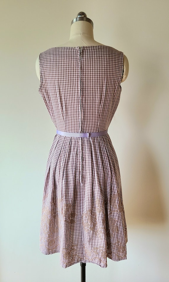 60's Dress / fit and flare day dress / brown and … - image 7