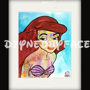 Disney&#39;s Little Mermaid | Princess Ariel Painting Print | Acrylic, watercolor art piece| 8 x 10 print | Wall Decor