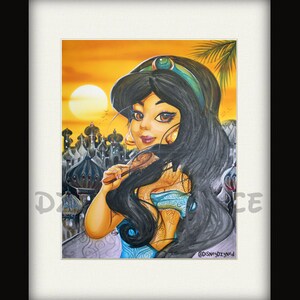 Disney&#39;s Aladdin | Princess Jasmine Painting Print | Acrylic, watercolor art piece w/ backing & plastic sleeve | 8 x 10 print |  Wall Decor