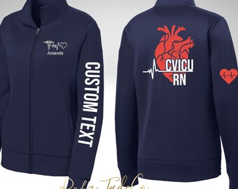 CVICU RN, Personalized Embroidered Nursing Jacket, Cardiac Nurse, Cardiology Department, Thoracic Surgery, Cardiovascular Critical Care Unit