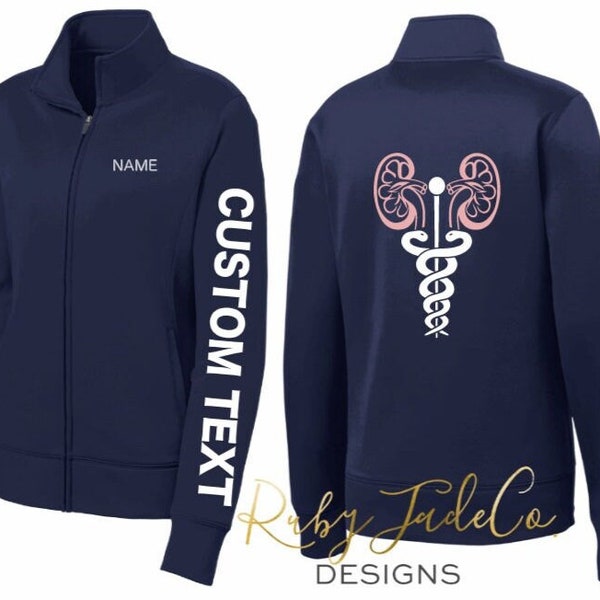 NEPHROLOGY | Nephrologist | Kidney Transplant | Personalized Embroidery | Sport Nursing Jacket | Sport Jacket | Fleece | Performance Fleece