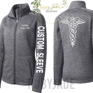 Custom sleeve |Personalized Embroidery | Sport Nursing Jacket | Sport Jacket | Fleece | Performance Fleece | Custom | ER nurse