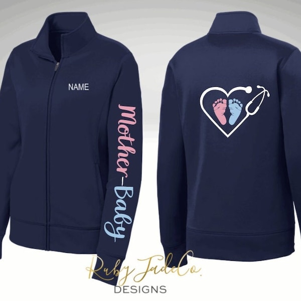 Mother-Baby | Neonatal Nurse |Personalized | Sport Nursing Jacket | Sport Jacket | Fleece | Performance Fleece | nurse