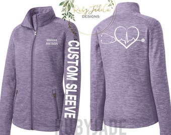 CUSTOM Sleeve| Stethoscope |Personalized Embroidery | Sport Nursing Jacket | Sport Jacket | Fleece | Performance Fleece | Custom | ER nurse