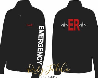 EMERGENCY |Personalized Embroidery | Sport Nursing Jacket | Sport Jacket | Fleece | Performance Fleece | Custom | ER nurse