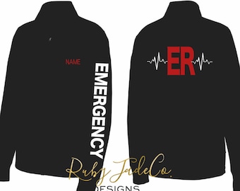 EMERGENCY |Personalized Embroidery | Sport Nursing Jacket | Sport Jacket | Fleece | Performance Fleece | Custom | ER nurse