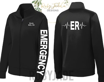 EMERGENCY |Personalized Embroidery | Sport Nursing Jacket | Sport Jacket | Fleece | Performance Fleece | Custom | ER nurse
