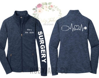 SURGERY |Personalized Embroidery | Sport Nursing Jacket | Sport Jacket | Fleece | Performance Fleece | Custom | surgery nurse