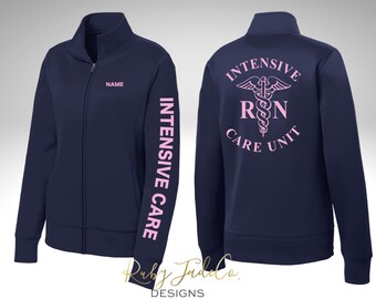 Personalized ICU RN Jacket: Embroidered Intensive Care Unit Full-Zip