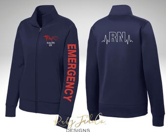Personalized RN Jacket: Embroidered Emergency Room Healthcare Apparel