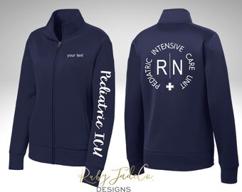 Personalized RN Pediatric ICU Jacket: Embroidered Healthcare Apparel