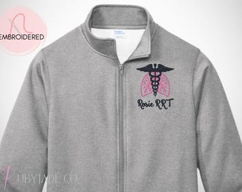Personalized Respiratory Therapist Jacket: Embroidered Lungs, Caduceus