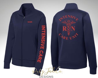 Personalized ICU RN Jacket: Embroidered Intensive Care Unit Apparel
