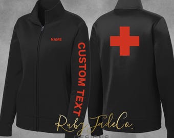 Custom Sleeve, Lab Tech, Custom Personalized, Blood bank Department, Embroidered Sweatshirts Zipper, Hoodie Pockets