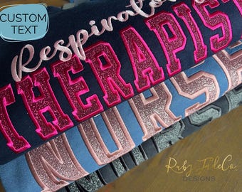 CUSTOM  Embroidered | Glitter Text | Respiratory Department  | Pulmonary | Crewneck | Sweatshirt | Pullover | Medical gifts | Healthcare