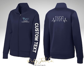 Personalized RN Jacket: Embroidered Healthcare Full-Zip - Custom Sleeve