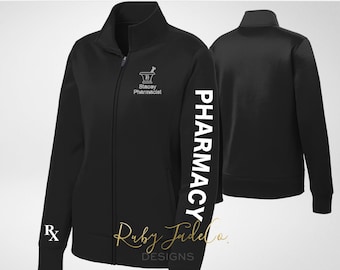 Pharmacist, Pharm Tech, Pharmacy Department, Custom Personalized, Embroidered Sweatshirts Zipper, Hoodie Pockets