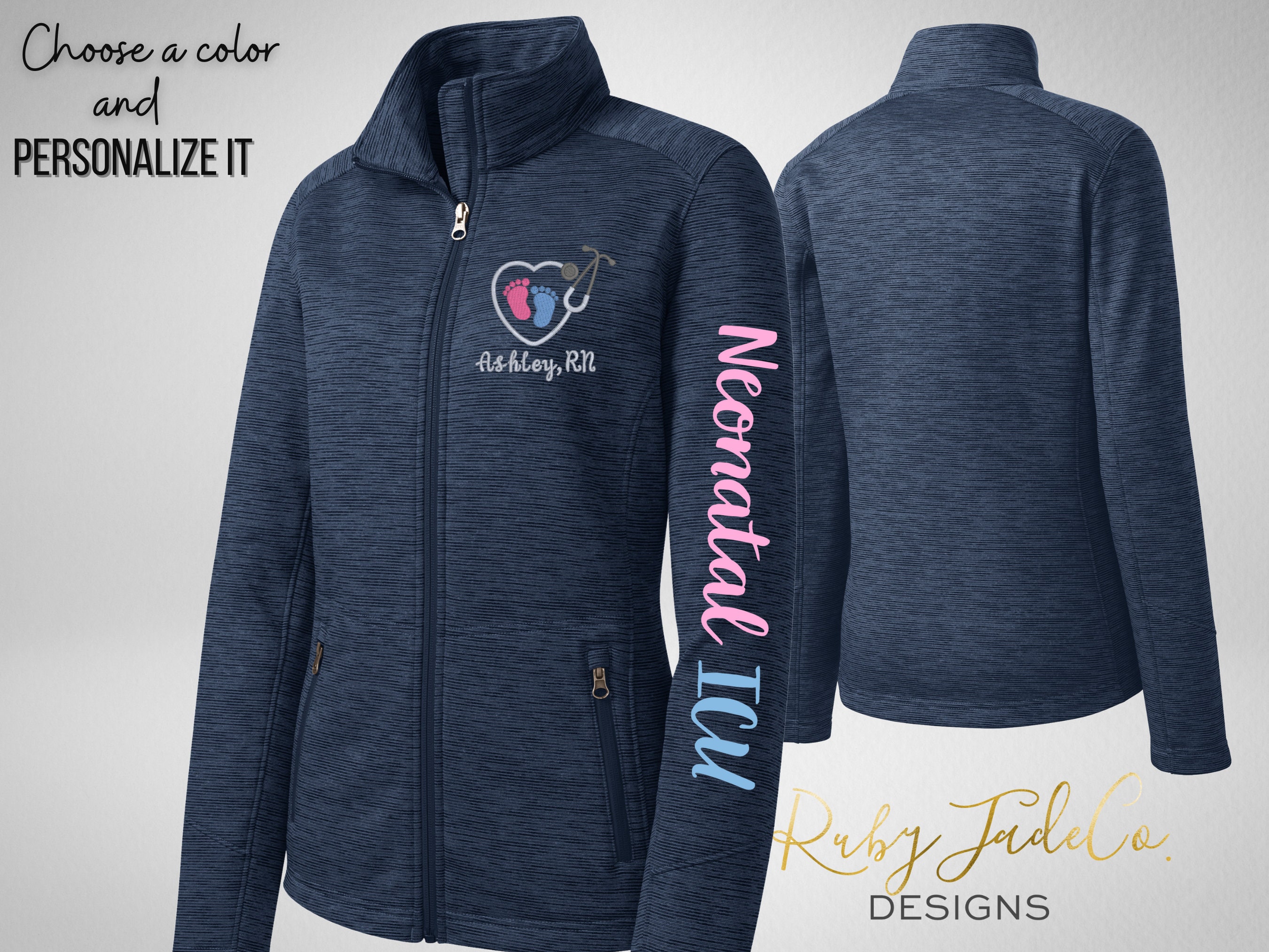 NICU Nurse Mother Baby Neonatal Intensive Care Personalized Embroidered Nursing Jacket Sport Performance Healthcare