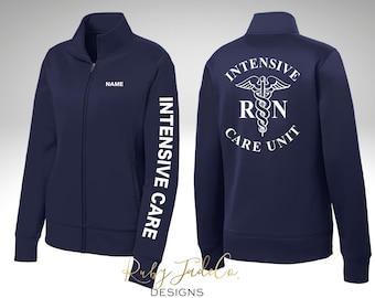 Personalized ICU RN Jacket: Embroidered Intensive Care Unit Apparel