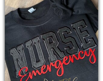 Embroidered | NURSE | Emergency Department  | ER Nursing | Crewneck | ER Sweatshirt | Pullover | Nurse gifts | Healthcare