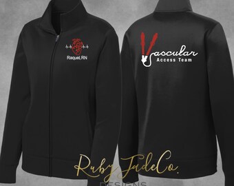 Vascular Access Team, Personalized Embroidered Cardiac Healthcare Full-Zip, Hoodie, Track, Pocket sweatshirt, jacket zipper, Cardiac Cath