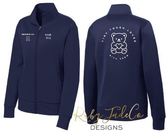 Neonatal ICU, Custom NICU crew, Tiny loved,  Sportek Jacket with pockets, custom designs, Mother Baby, Labor and Delivery
