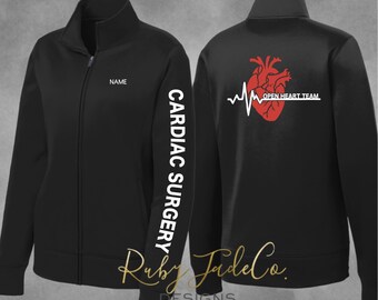 Cardiac Surgery, Open heart team, Custom Personalized, Cardiology Department, Embroidered Sweatshirts Zipper, Hoodie Pockets