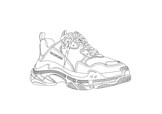 A4 Print / Balenciaga Triple S Chunky Trainer / Disegno linea | Etsy Italia