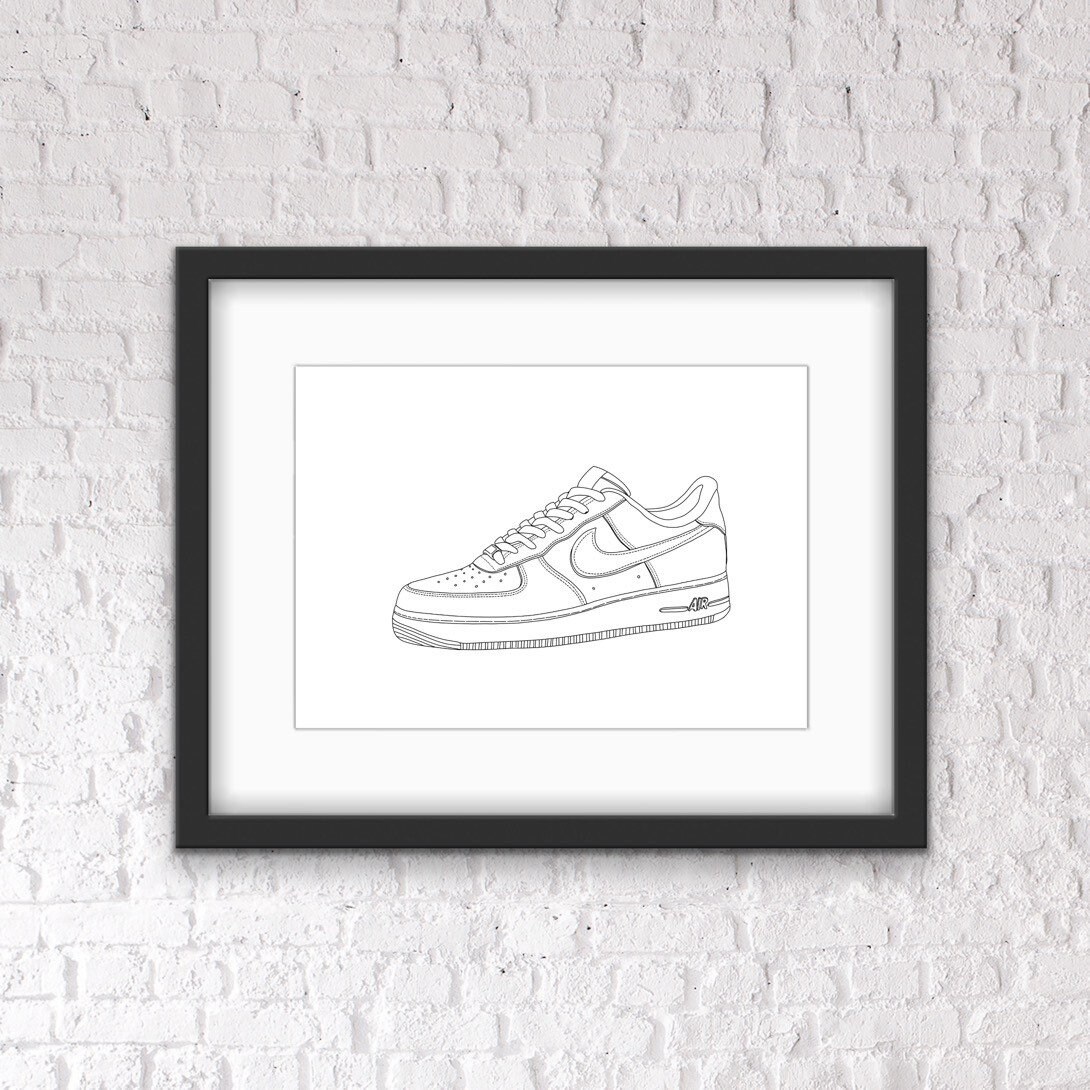 nike air force 1 getekend zwart