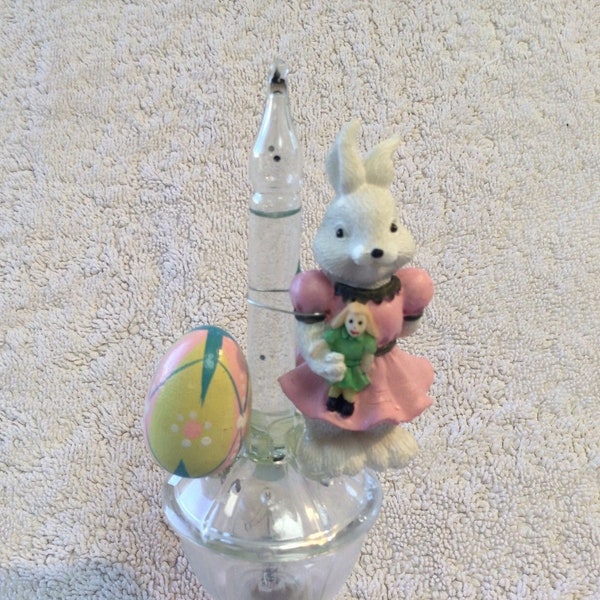 Easter Bunny Bubble Light with Painted Doll & Colorful Egg  - Bunny Bubble Lamp - Spring Easter Gift - Crafted Night Light