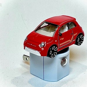 Fiat 500 E Diecast Replica Night Light -  Fiat 500 E Model Car Night Lite - Red 2 Door Fiat 500E  w/ LED & Photocell Night Light -SHIPS FREE