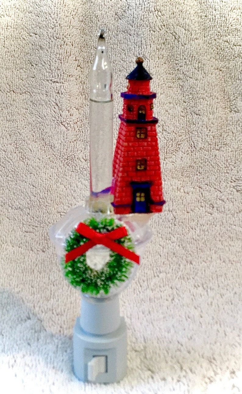Bubble Light With Lighthouse and Christmas Wreath Coastal Etsy